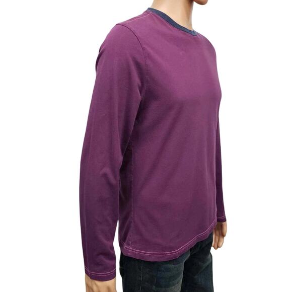 CLUB MONACO Long Sleeve T-shirt Tee Size S Crew Neck Purple Contrast Trim - Picture 3 of 10